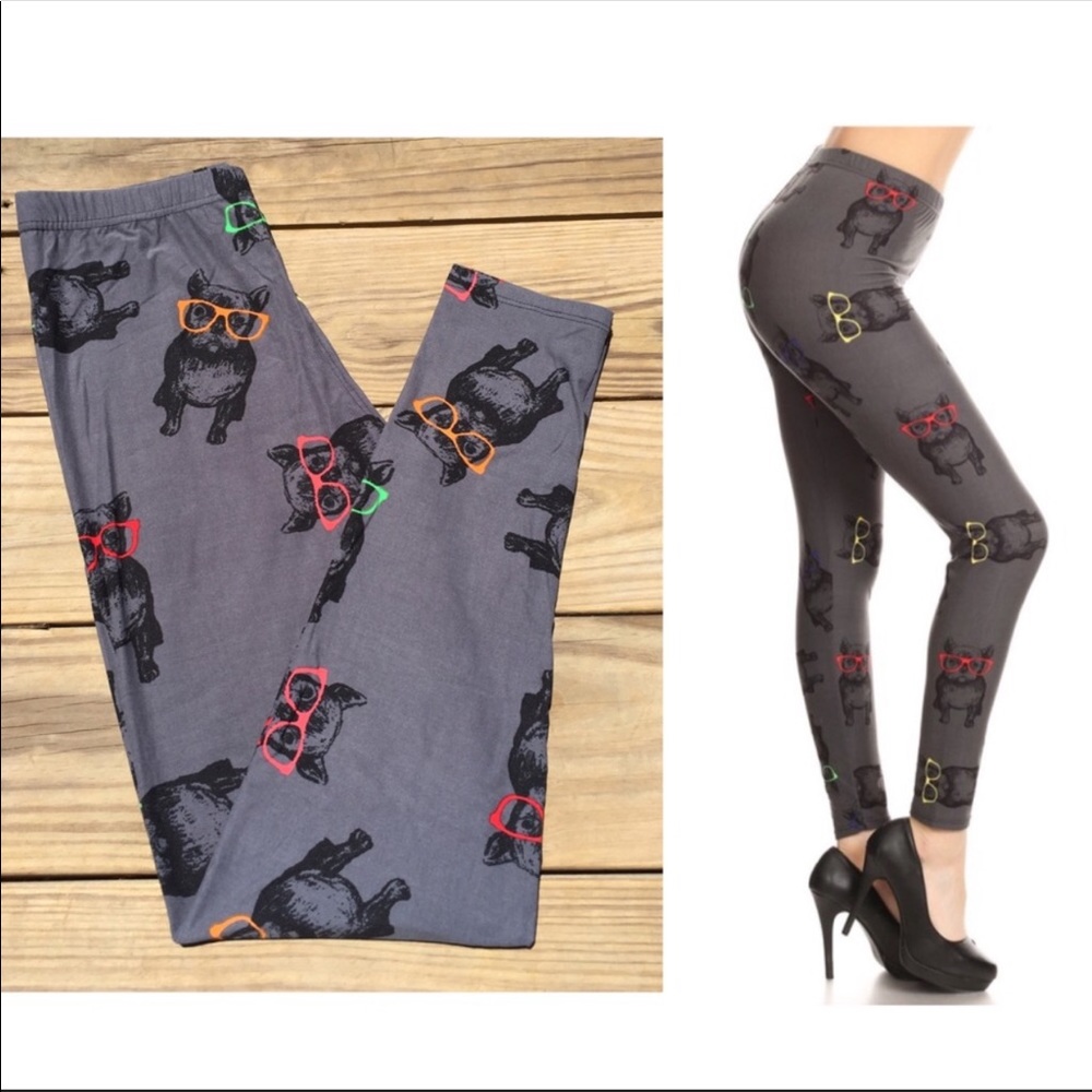 Super cute hipster Frenchie Leggings